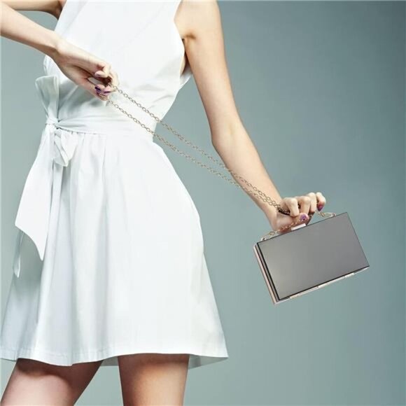 WJCD Women Clear Purse Acrylic Box Clutch Handbag, Small Transparent Crossbody - Picture 6 of 7